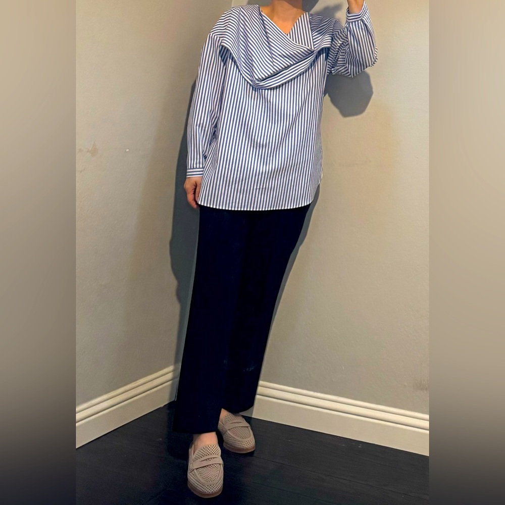 Striped Blue and White Blouse